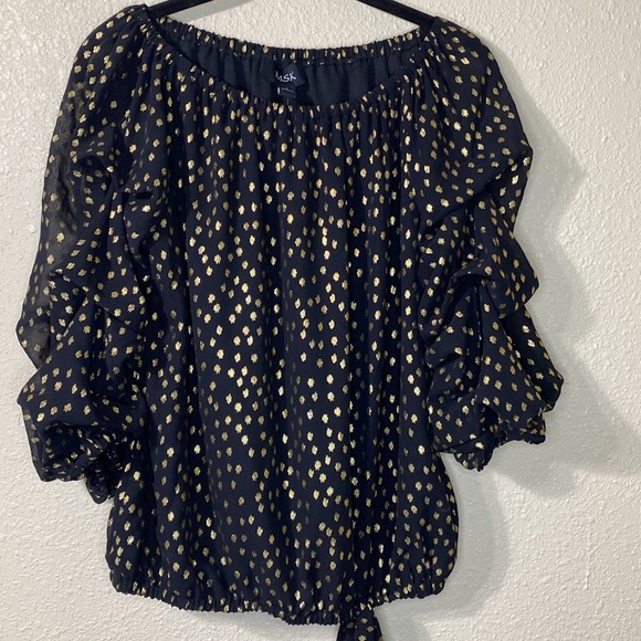 NWT MSK Black and Gold Lantern Sleeve Off the Shoulder Top Size S - Picture 5 of 13